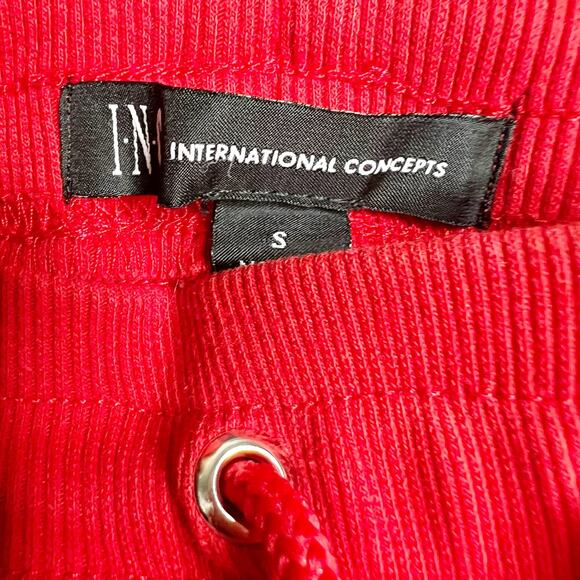 INC INTERNATIONAL CONCEPTS Ribbed Jogger Pants High Rise Tapered Red Size Small - Picture 5 of 8